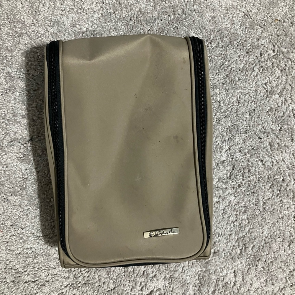 Travel “Everything Bag” Tan & Black Toiletry Bag - Hang & Carry Handles